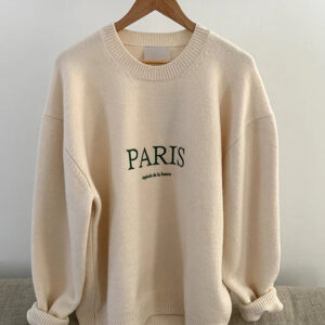 RT No. 4340 KNITTED PARIS LETTERED SWEATER